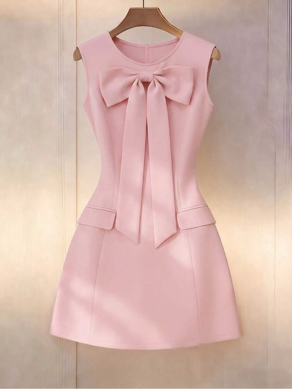 SHEIN Elegant Pink Bow-Front Sleeveless Dress size: Small ~ New